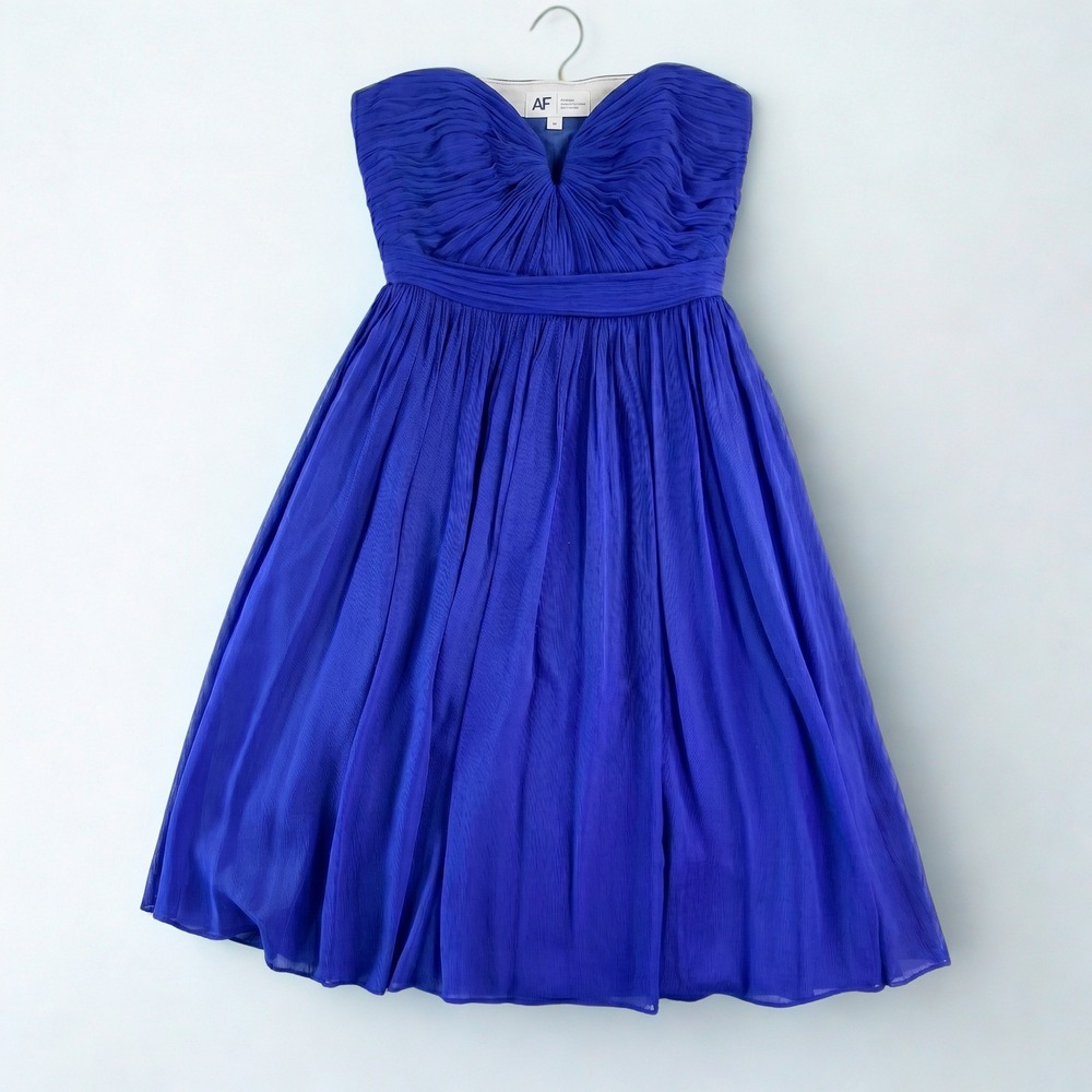 J.Crew Silk Strapless Ruched Arabelle Cocktail Dress Royal Blue 02982 Size 4